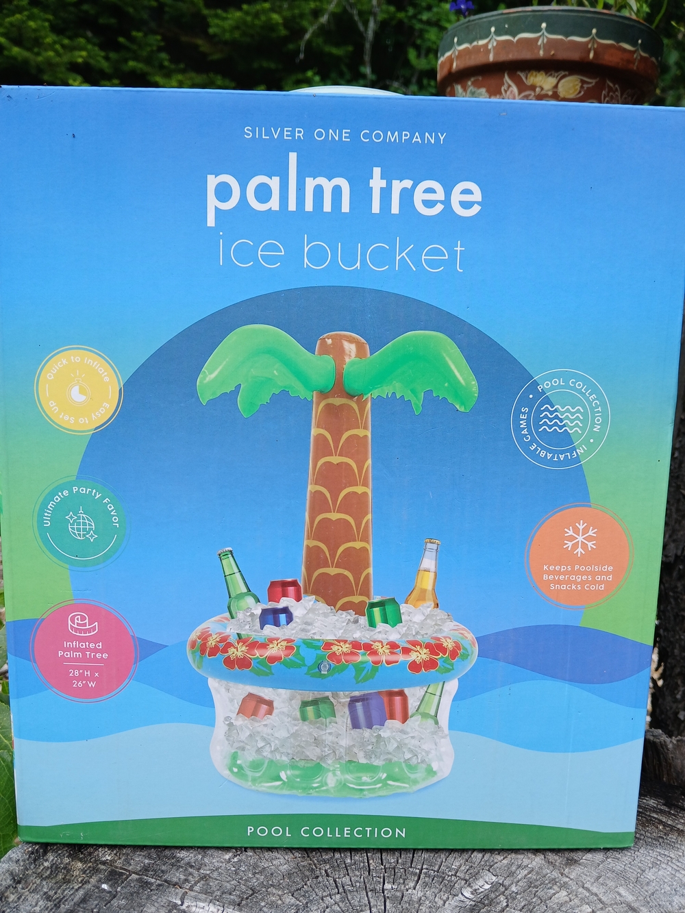 Palm Tree Ice Bucket 28" Tall Inflatable Cooler Pool Decoration Party